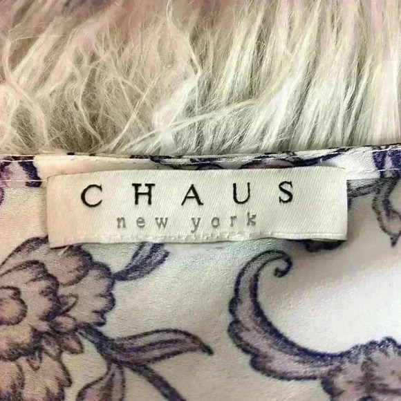 Chaus Purple Wisteria Ice Floral Print V-Neck Balloon sleeve Blouse, M - Picture 8 of 13